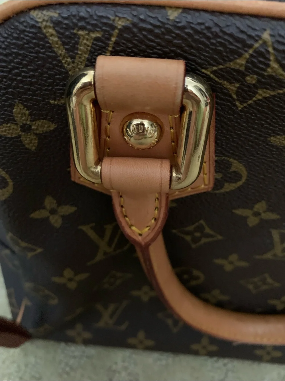Louis Vuitton Monogram Canvas Dual Front Pocket Satchel with Tan Trim